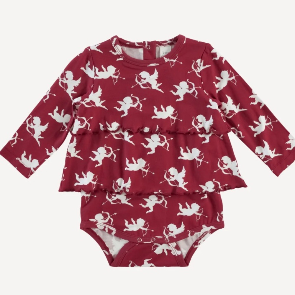 NWT LONG SLEEVE DOUBLE RUFFLE DRESS BODYSUIT | CUPIDS | LENZING MODAL